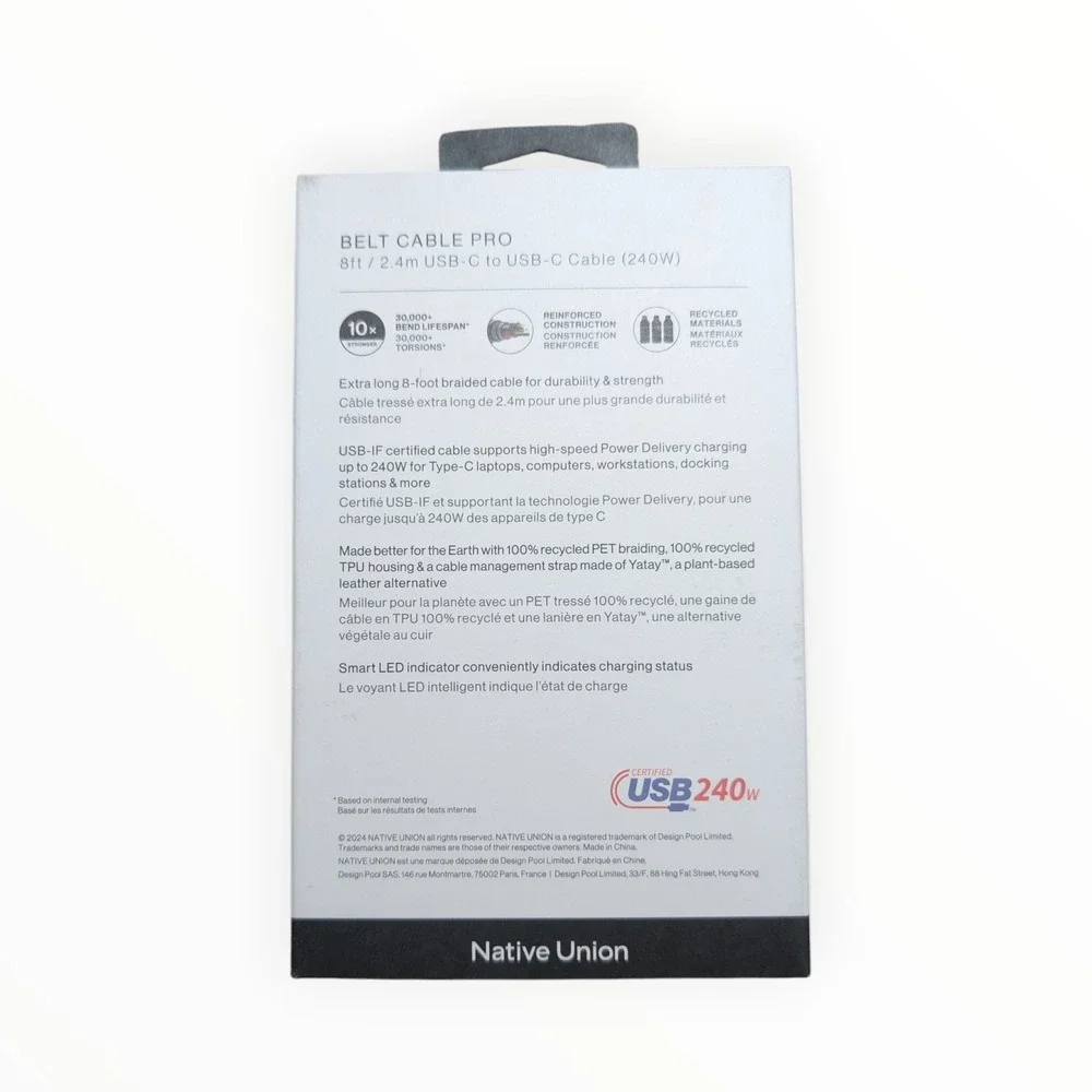 K5-N‎ Native Union Belt 8ft Fast Charging USB-C to USB-C Cable 240W - COSMOS